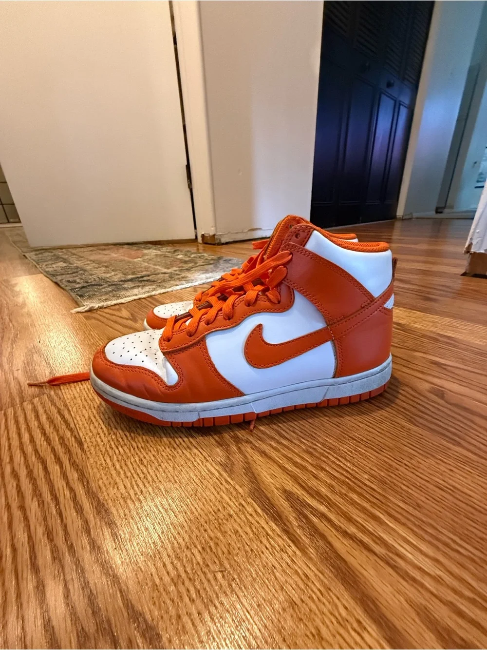 Nike High-Top Sneakers in Orange and White